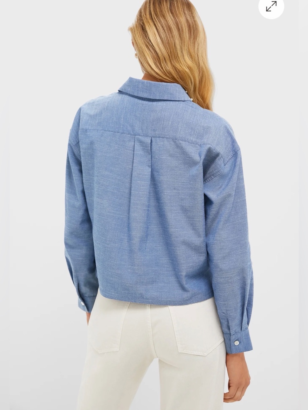 New Tuckernuck Chambray Denim Embellished Cropped Jasper Button Down size small - Picture 4 of 13